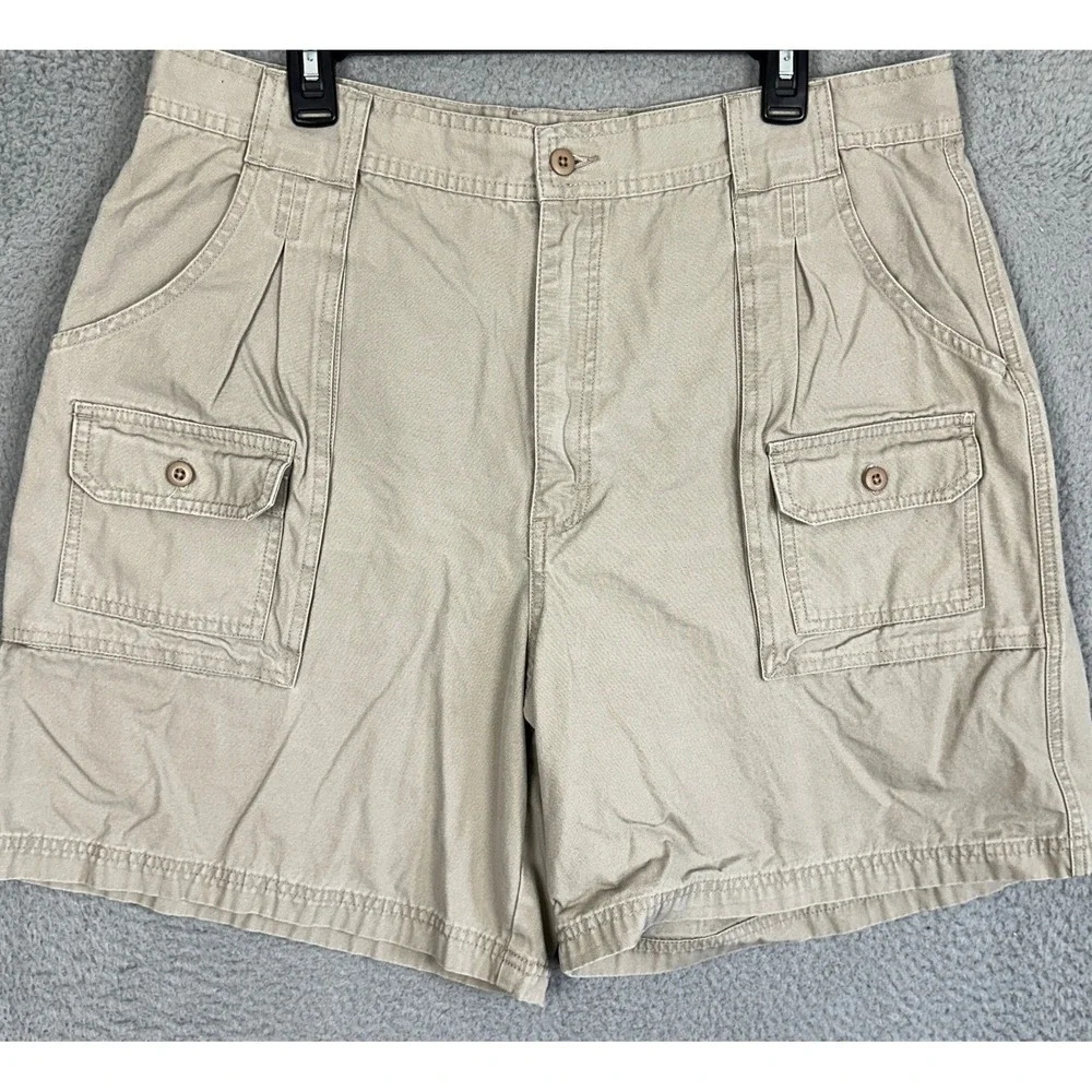 Cabelas 7-Pocket Hiker Shorts Womens 20 Tan Canvas Cargo Safari Utility Outdoor
